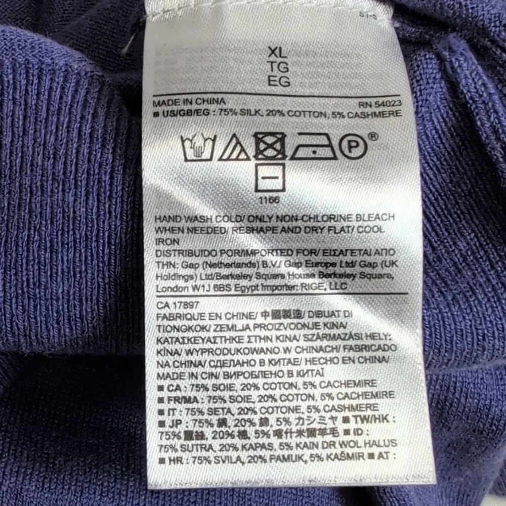 Banana Republic Luxury Blend Silk Cotton Cashmere V—neck Sweater XL Light Purple